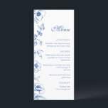 Elegante Royal Blue Floral Garden Wedding Flat Men Menu<br><div class="desc">Floral koningsblauw huwelijksmenu.</div>