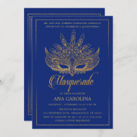 Elegante Royal Blue Glitter Masquerade Quinceañera
