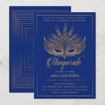 Elegante Royal Blue Glitter Masquerade Quinceañera