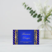 Elegante Royal Blue Gold Floral Ripple Visitekaartje (Staand voorkant)