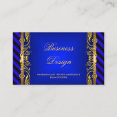 Elegante Royal Blue Gold Floral Ripple Visitekaartje (Voorkant)