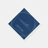 Elegante Royal Blue Gold Graduation Party Naam Servet (Hoek)