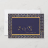 Elegante Royal Blue Gold ingewikkelde ontwerp brui RSVP Kaartje (Voorkant)
