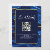 Elegante Royal Blue Gold Lace QR Code Wedding Kaart (Achterkant)