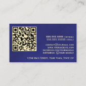 Elegante Royal Blue & Gold Professional QR-code Visitekaartje (Achterkant)
