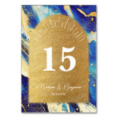 Elegante Royal Blue Gold tafel nummers voor bruilo Kaart (Voorkant)