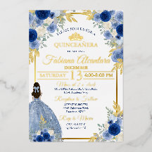 Elegante Royal Blue & Gouden Roos Quinceañera