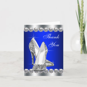 Elegante Royal Blue High Heel Schoen Bedankt Kaart