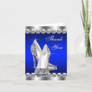 Elegante Royal Blue High Heel Schoen Bedankt Kaart