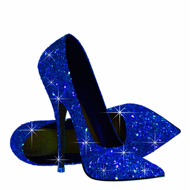 Elegante Royal Blue High Heel Schoenen Staand Fotobeeldje (Voorkant)