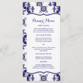 Elegante Royal Blue Medallion Patroon Dinner Menu (Voorkant / Achterkant)