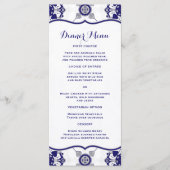 Elegante Royal Blue Medallion Patroon Dinner Menu (Voorkant)