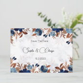 elegante Royal Blue moderne savethe datum Kaart (Staand voorkant)