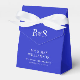 Elegante Royal Blue Monogram bruiloft Bedankdoosjes