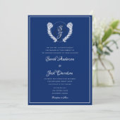 Elegante Royal Blue Monogram bruiloft Kaart (Staand voorkant)