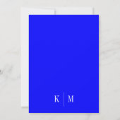 Elegante Royal Blue Monogram Huwelijk Kaart (Achterkant)