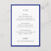 Elegante Royal Blue Monogram Moderne bruiloft Informatiekaartje (Voorkant)
