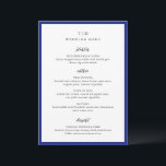 Elegante Royal Blue Monogram Moderne bruiloft Menu<br><div class="desc">Moderne huwelijksmenu's met een schoon ontwerp met serif- en scriptlettertypen.</div>
