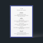 Elegante Royal Blue Monogram Moderne bruiloft Menu<br><div class="desc">Moderne huwelijksmenu's met een schoon ontwerp met serif- en scriptlettertypen.</div>