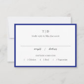 Elegante Royal Blue Monogram Moderne bruiloft RSVP Kaartje (Voorkant)
