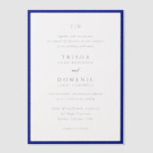 Elegante Royal Blue Monogram Moderne bruiloft Vellum Uitnodigingen (Voorkant)