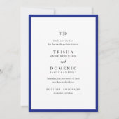 Elegante Royal Blue Monogram Moderne Trouwdag Save The Date (Voorkant)