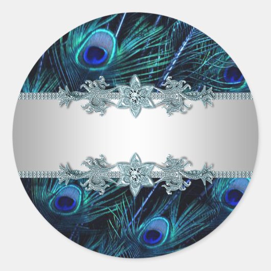 Elegante Royal Blue Peacock Stickers (Voorkant)