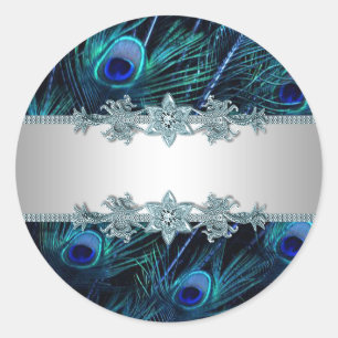 Elegante Royal Blue Peacock Stickers