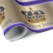 Elegante Royal Blue Prince Baby shower Gift Wrap Cadeaupapier (Rol Hoek)