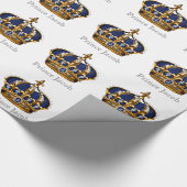 Elegante Royal Blue Prince Baby shower Gift Wrap Cadeaupapier (Hoek)