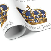Elegante Royal Blue Prince Baby shower Gift Wrap Cadeaupapier (Rol Hoek)