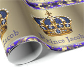 Elegante Royal Blue Prince Baby shower Gift Wrap Cadeaupapier (Rol Hoek)