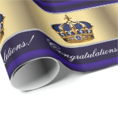 Elegante Royal Blue Prince Baby shower Gift Wrap Cadeaupapier (Rol Hoek)