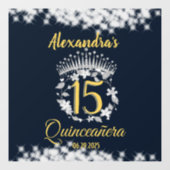 Elegante Royal Blue Princess Quinceanera Raamsticker (Vel)