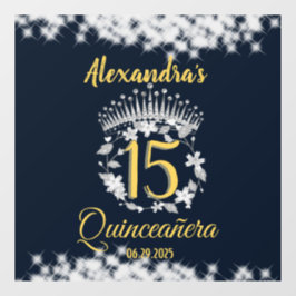 Elegante Royal Blue Princess Quinceanera Raamsticker