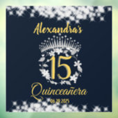 Elegante Royal Blue Princess Quinceanera Raamsticker (Vel 3)