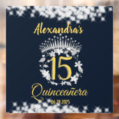 Elegante Royal Blue Princess Quinceanera Raamsticker (Vel 2)