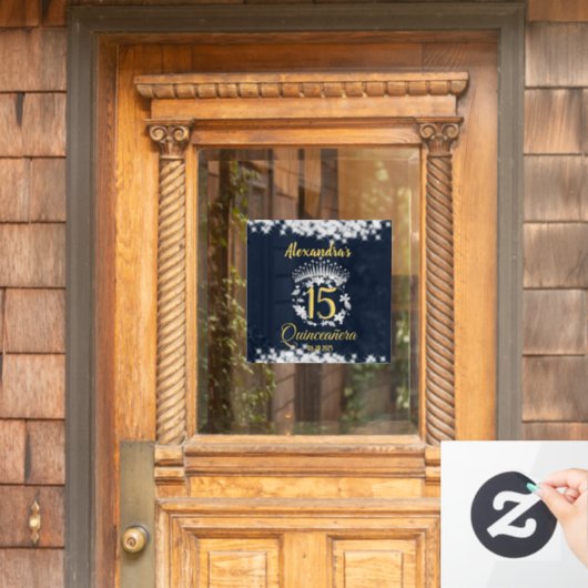 Elegante Royal Blue Princess Quinceanera Raamsticker (Huis Deur)