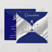 Elegante Royal Blue Quinceanera Uitnodigingen (Voorkant / Achterkant)