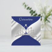 Elegante Royal Blue Quinceanera Uitnodigingen (Staand voorkant)