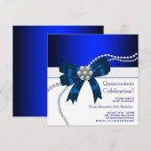Elegante Royal Blue Quinceanera Uitnodigingen (Voorkant / Achterkant)