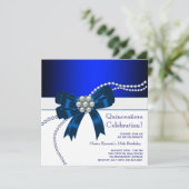 Elegante Royal Blue Quinceanera Uitnodigingen (Staand voorkant)