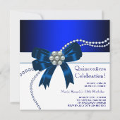 Elegante Royal Blue Quinceanera Uitnodigingen (Voorkant)