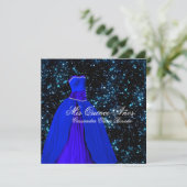 Elegante Royal Blue Quinceanera Uitnodigingen (Staand voorkant)