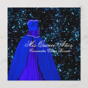 Elegante Royal Blue Quinceanera Uitnodigingen