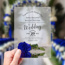 Elegante Royal Blue Roos Sierlijke Kalligrafie Bru