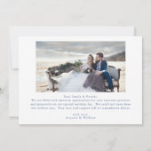 Elegante Royal Blue Script Trouwfoto Bedankkaart (Achterkant)