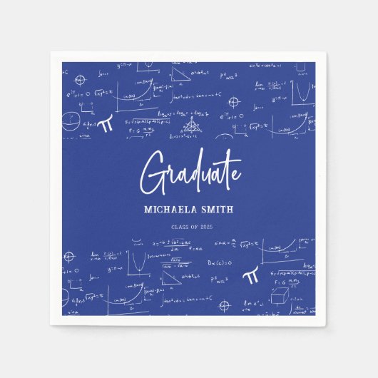 Elegante Royal Blue Script Wiskunde Afstuderen par Servet (Voorkant)