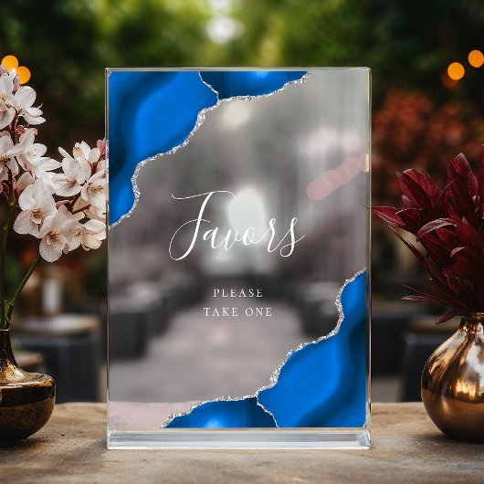 Elegante Royal Blue Silver Agate bruiloft gunsten Acryl Bord