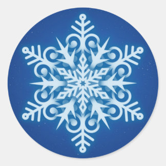 Elegante Royal Blue Sneeuwvlok Kerstmis Ronde Sticker